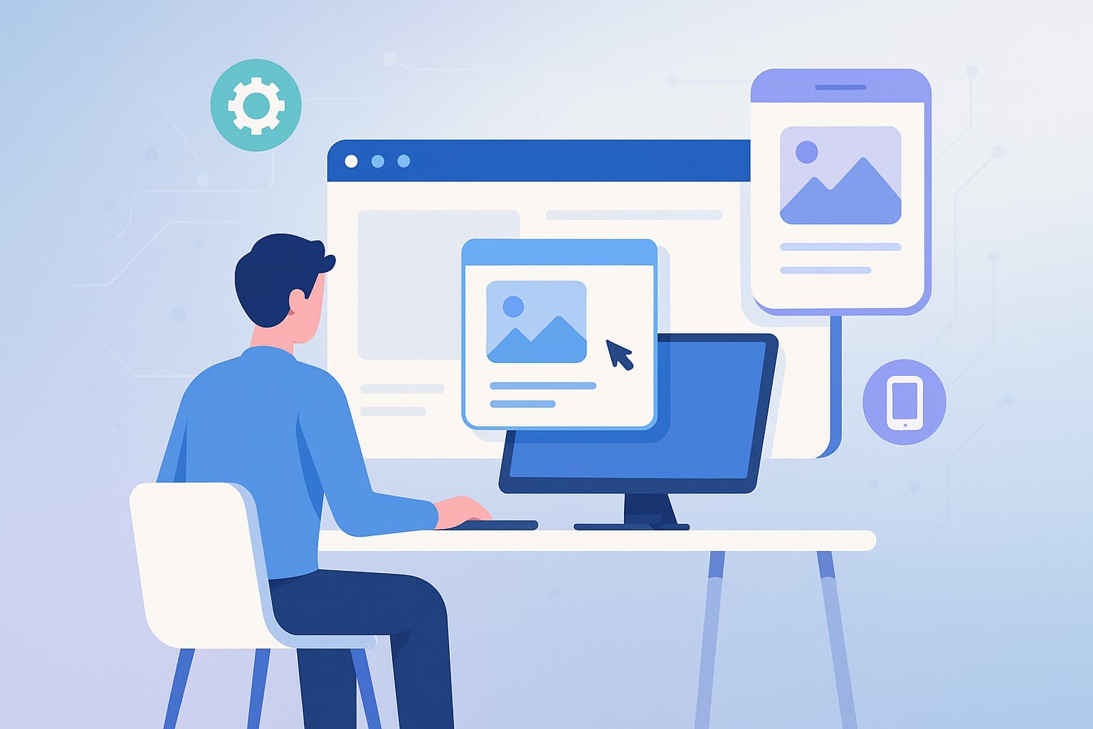 Homme créant un site web